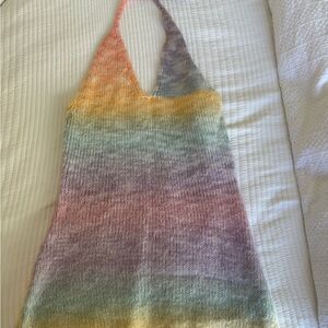 Multicolor Knit Halter Dress